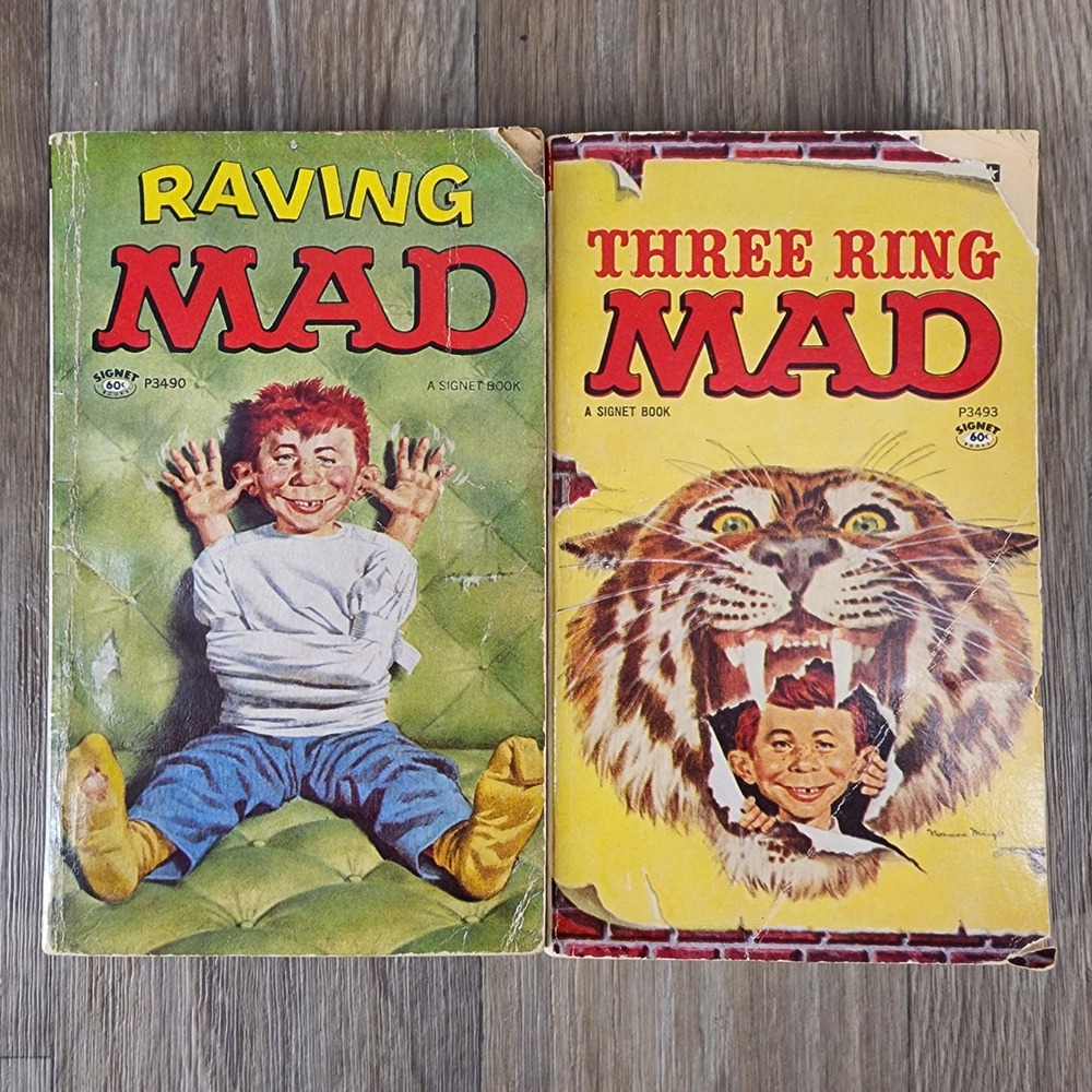Vintage MAD Magazine Paperback Book Lot Raving MAD Three Ring MAD Signet 1960s
